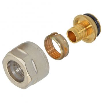 Гайка з ніпелем Ø16 х 2,2 х 3/4" нікель (ПЕ) GENERAL FITTINGS (330080N051622A)