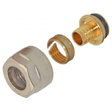 Гайка з ніпелем Ø16 х 2,0 х 3/4" нікель (ПЕ) GENERAL FITTINGS (330080N051620A)